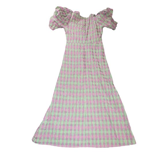 Zara Plaid Print Dress Womens M Purple Green Fairycore - Picture 8 of 9